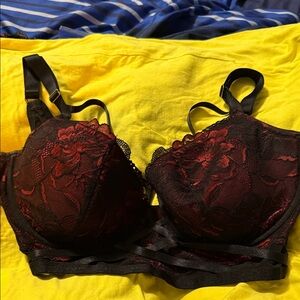 Chic Black and Red Lace Bra